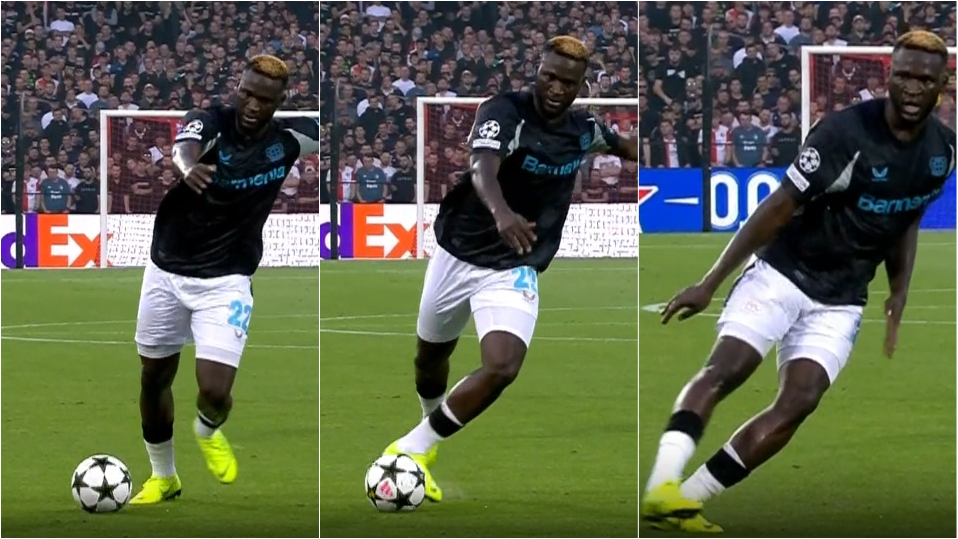 Boniface robi ukryty pas w meczu przeciw Feyenoord